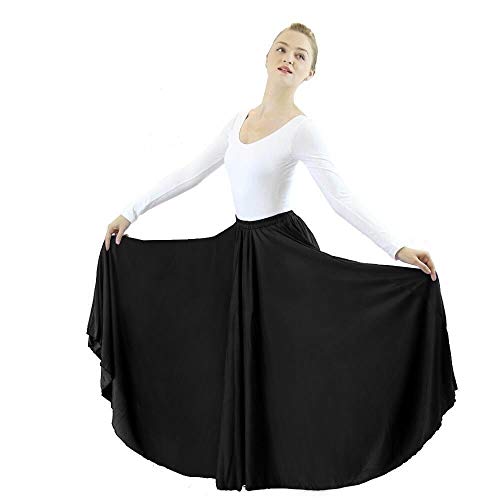 Danzcue Girls Long Full Circle Dance Skirt (L-Xl, Black) #TOP14