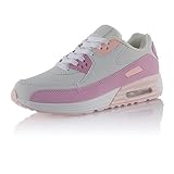 Fusskleidung® Damen Herren Sportschuhe Dämpfung Sneaker leichte Laufschuhe Weiss Rosa Rosa EU 38