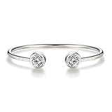 ISAACSONG.DESIGN Rose Gold Silver Tone Cuff Bangle Bracelet Zirconia Crystal Stone Jewelry for Women (white gold)