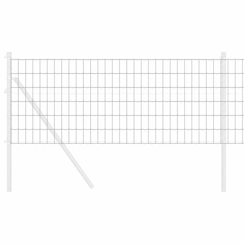 vidaXL Eurozaun Grau 0,6 x 25 m PVC-beschichtetes Eisen, Moderne Garten- und Terrassenteilung, rechteckiger Eisenzaun, wetterfeste Wand, stabiler Metallbarriere