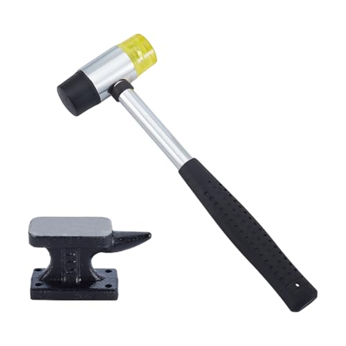 UNICRAFTALE Mini Horn Amboss Set Geschmiedeter Eisenamboss Mit Gummihammer Schmiedeschmiede Set Schmuckhammer Und Block Schmiedebankblock Amboss Silberschmiedewerkzeuge Metallstempeln