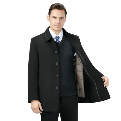 Trench en laine double face homme doublure duvet mi-long