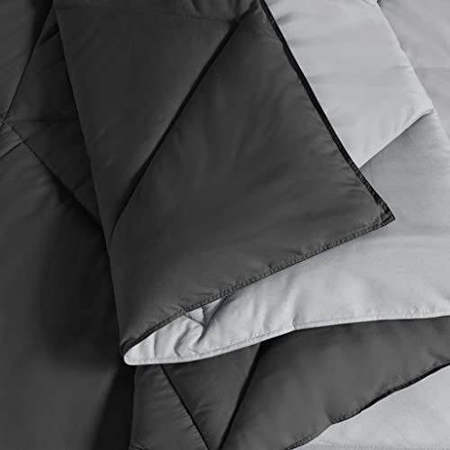 Image of Comfort Spaces Vince Reversible Bed In A Bag - Trendy Casual Geometric Quilted Cover, All Season Down Alternative Cozy Bedding, Matching Sham, Black /Gray, Queen 9 piece
