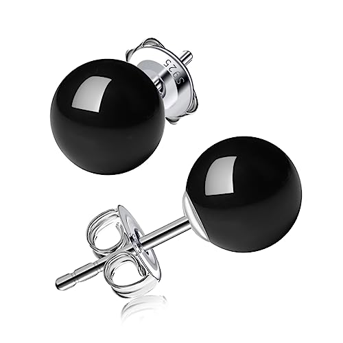 3/4/5/6/8/10/11mm Black Pearl Stud Earrings for Women - 925 Sterling Silver Hypoallergenic Earrings Jewelry Gift