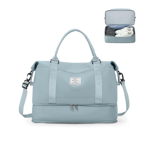 Bolsa de Viaje 40x20x25 para Ryanair, Bolsa de Deporte, Bolsa de Mano Equipaje,Bolsa de Gimnasio Impermeable,Bolsas de Fin de Semana para Mujer,Bolsa de Natación para Playa,F6-Azul Claro