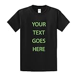 Custom Tee Shirt Men Women Personalized T-Shirt - Add Your own Text Front/Back (Large, Black)