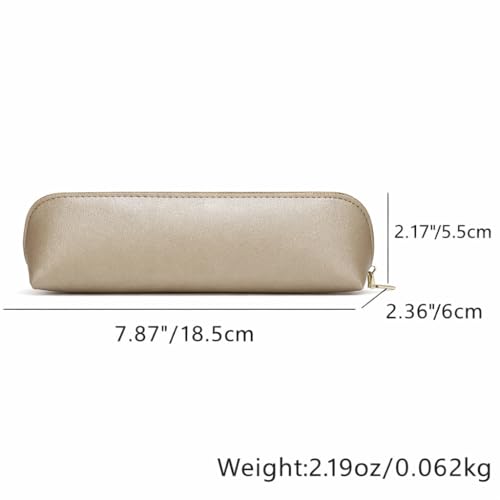 Image of Pencil Case Small Pencil Pouch Slim (Pearl White Tea, Faux Leather)