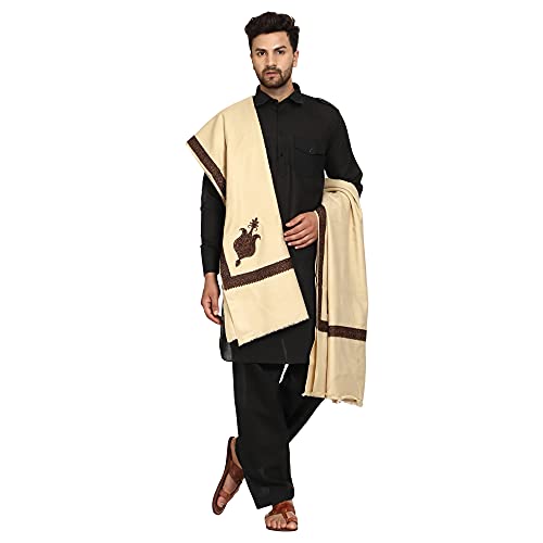 Image of SWI WITH LABEL Men's Kashmiri Embroidered Wool Shawl