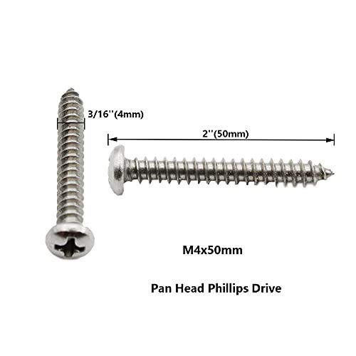 50 tornillos autorroscantes de acero inoxidable M4x50mm miniatura 2