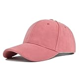 Xilery Women's Men's Suede Baseball Cap Faux Suede Leather Classic Adjustable Plain Hat Quality Baseball Cap Sun Hat (Deep Pink)