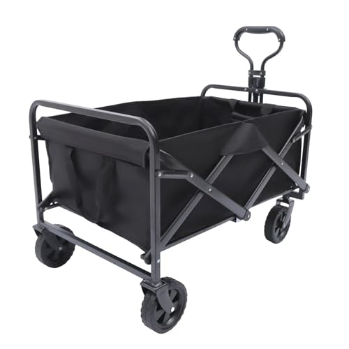 Chariot de Jardin Pliable Noir Multi-usage pour Camping et Plage