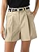 NIMIN Shorts for Women High Waisted Dressy Tailored Work Trousers Business Casual Work Office 2025 Summer Fashion Linen Shorts Khaki Medium