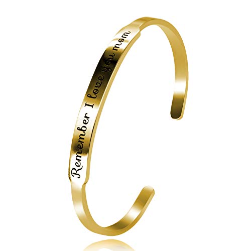 Image of Uloveido Charm Comfort Fit Stainless Steel Bangle Remember I Love You Mom Initial Cuff Bracelet Mother Day Mother's Gifts Y458