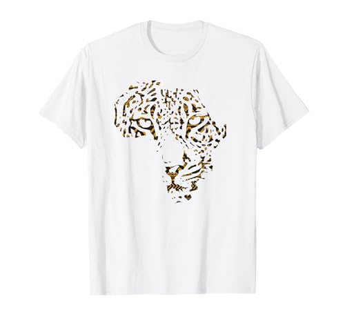 Afrika Karte mit Leopardengesicht, afrikanisches Muster T-Shirt