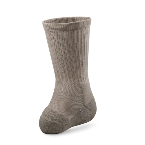 Dr. Comfort Transmet Unisex Crew Socks for Partial Foot Amputation, with Fiber Padding in Heel and Forefoot - Small, Sand