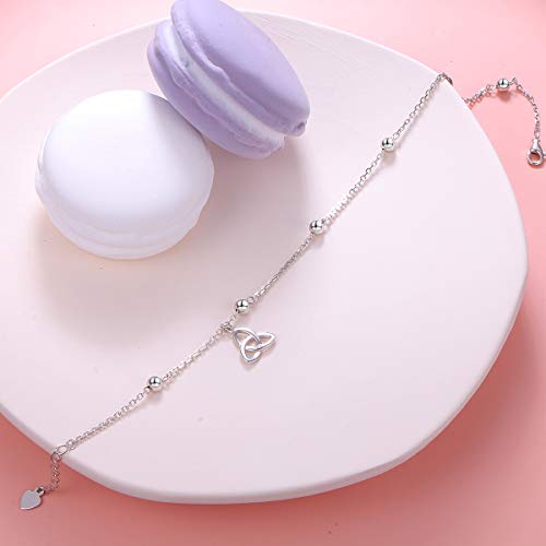 Image of FLYOW S925 Sterling Silver Anklet for Women Summer Boho Beach Charm Adjustable Foot Ankle Bracelet Jewelry Birthday Gift