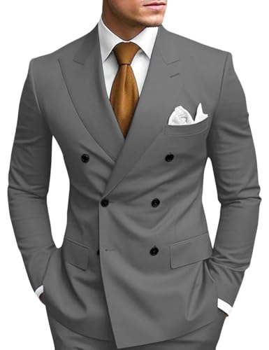 2 Piece Double Breasted Suit Men Slim Fit Mens Double Breasted Blazer Pants Sets Wedding Prom Suit