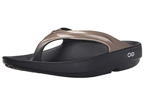 OOFOS Women's Oolala Thong, Black/Latte, 6 M US