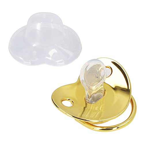 Chupete para bebés portátil exquisito dorado con corona de diamantes de imitación con clip en cadena (letra U)