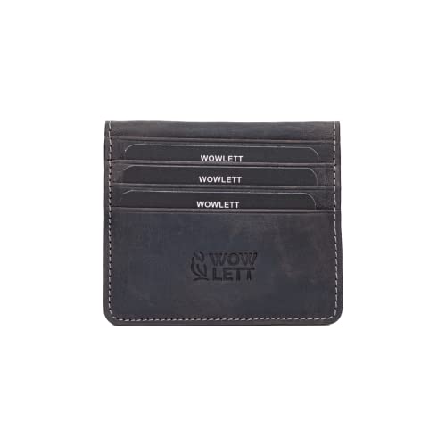 Wowlett Leather Wallets For Men, Credit Card Holder - Minimalist Slim Wallet for Men, Bifold, Front Pocket Wallets For Men, Men Accessories (Snap Fastener, Black)