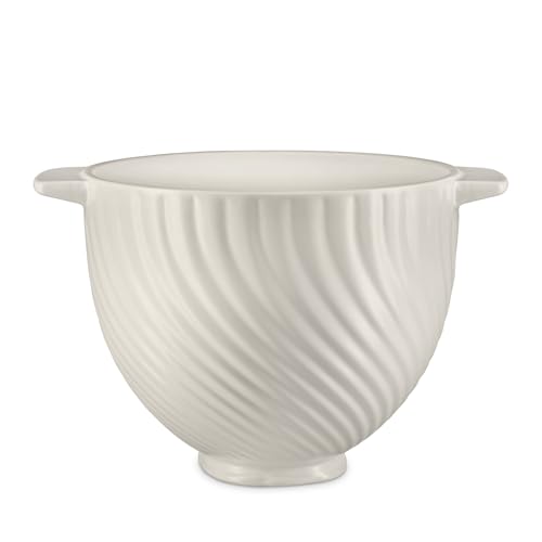 KitchenAid 4.7L Keramik-Rührschüssel Meringue White Strukturoberfläche Ofen- Mikrowellen- & Gefriergeeignet Passend für 4.3L & 4.7L Tilt-Head Küchenmaschinen