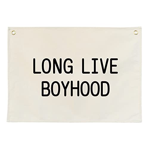 Image of Canvas Banner Hanging Flag Banner for Nursery and Playroom Wall Décor for Kids Trendy Room Décor for Boys and Girls (Long live boyhood)