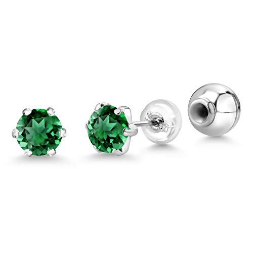 Gem Stone King 6MM Round Gemstone Birthstone Stud Earrings For Women | Pure PT900 Platinum 900 Six Prong | Platinum Earrings For Women Men