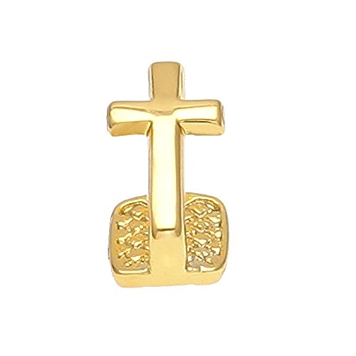 The Bling Factory 14k Yellow Gold Plated Single Tooth Cap Grill