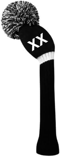 Scott Edward 1 Piece Hybrid(UT) Wood Knit Golf Head Cover, Customized Numbers/Letters, Such as 1, 3, 5, S, L,Single Side,Black and White Number
