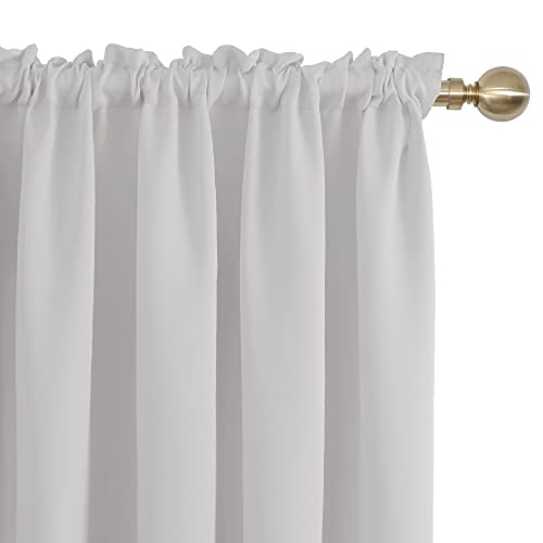 Image of Deconovo Blackout Curtains Set of 2, 5.2 Feet Long, Black Curtains for Bedroom, Thermal Insulated Window Curtains for Living Room - 52W x 63L Inch,Greyish White Eyelet