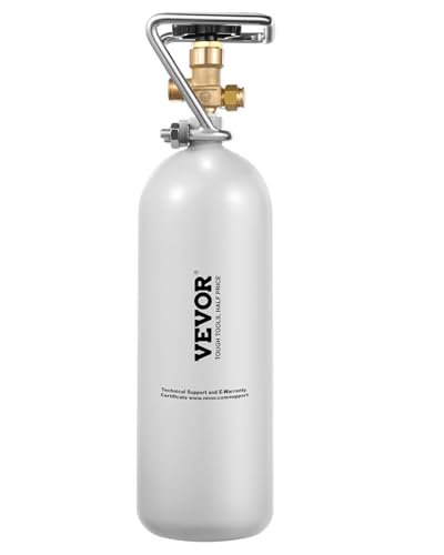 VEVOR CO2-Tank (2 kg) CO2 Flasche aus legiertem Stahl, CO2-Lufttank mit Grauer Sprühbeschichtung, DIN477-Ventil, Griff und einstellbarem Druck, TÜV-geprüfter Gaszylinder für Fassbierausschank