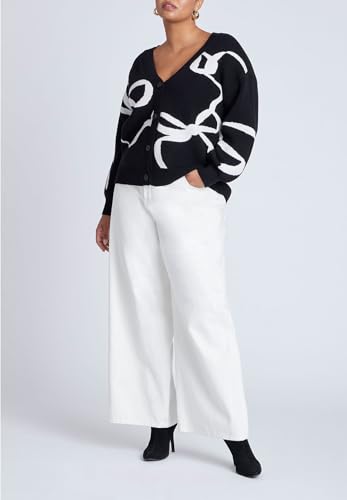 ELOQUII Women's Plus Size Bow Print Cardigan3