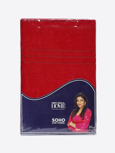 Image of Monte Carlo Red Solid 340 GSM FS 1 Car Towel (Width 90 CM X Length 180 CM) 3