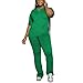 PINSV Womens Sets 2 Piece Outfits Casual Short Sleeve Top and Flare Pants Lounge Sets Tracksuit Green XXL