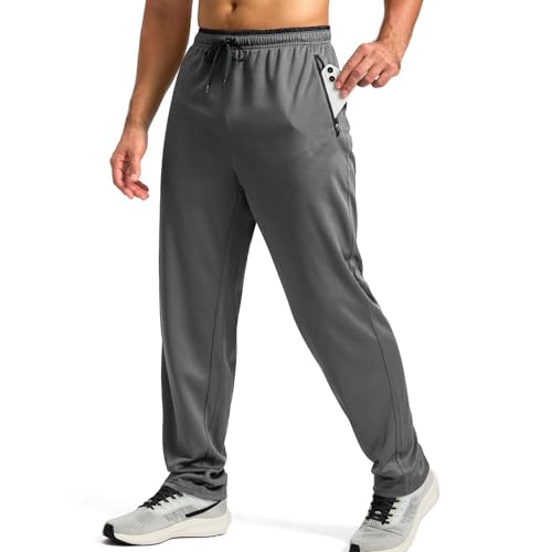 WENKOMG1 Mens Track Sweatpants, Casual Workout Running Joggers Stretch Quick Dry Hiking Sweatpants with Pockets, S-2XL