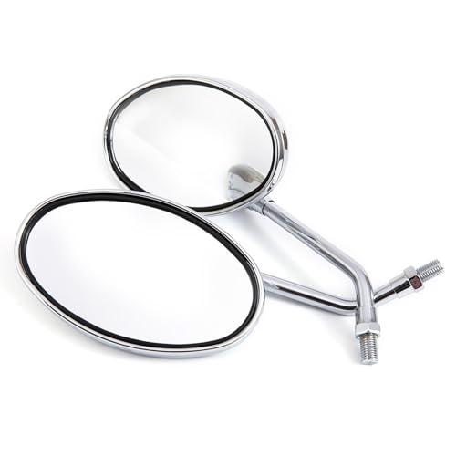 Espejos retrovisores moto cromados de 10mm ovalados con amplio campo de visión trasera
