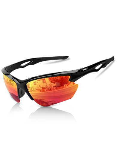 BONDDI Sunglasses Men - Polarized Sports Sun Glasses Ultra Light Unbreakable Frame Eyewear UV400 Protection (Red)