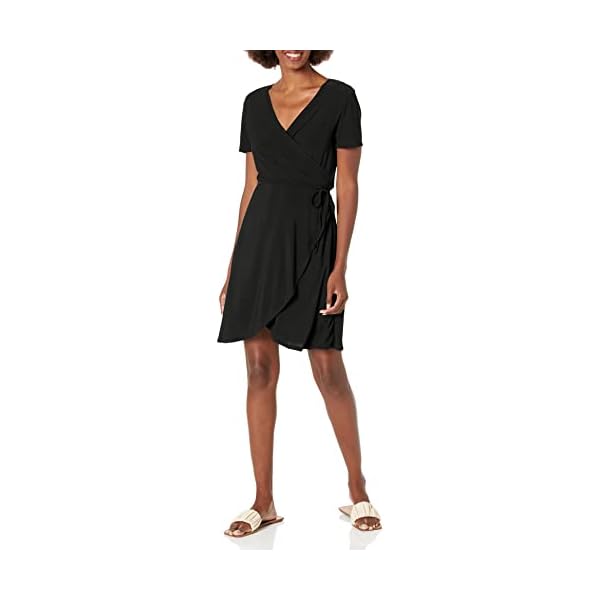 Star Vixen Women's Plus-Size Short-Sleeve Ballerina Wrap Dress