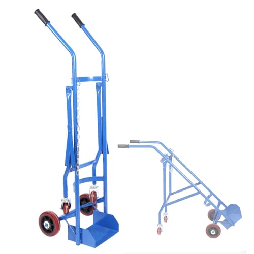 Oxygen Tank Cart Dolly with Retractable Wheels & Curved Slots & Handles, Large Gas Cylinder Trolley for Nursing Homes Clinics, Mobile Tank Holder for Campers