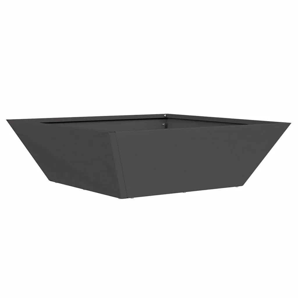 Helloshop26 Vaso da giardino trapezoidale moderno esterno 50 x 50 x 15 cm in acciaio laminato a freddo, nero 02_0052382