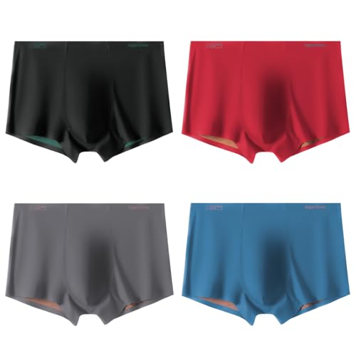 Arjen Kroos Men's Boxer Briefs Breathable Dual Colors Seamless Modal Mens Trunks Underwear with Support Pouch 4 Pack
