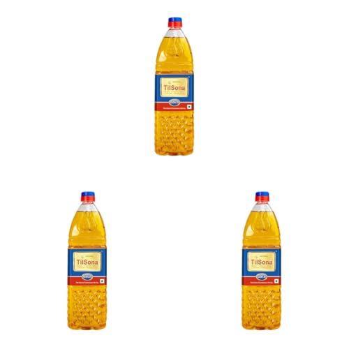 Image of Tilsona Gold Til /Sesame Oil for Cooking 1L | 100% Pure & Natural, No Artificial Flavours or Preservatives | Rich in Antioxidants & Omega-6 | Supports Good Health (Pack of 3)