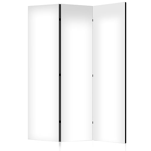 murando - Paravento Decorativo Monofacciale Tinta Unita 135x172 cm 3 Pannelli Divisori - Stampa su un Lato su Tela in TNT - Separe Divisorio per la Casa Simpatici Legno - Bianco f-A-10170-z-b