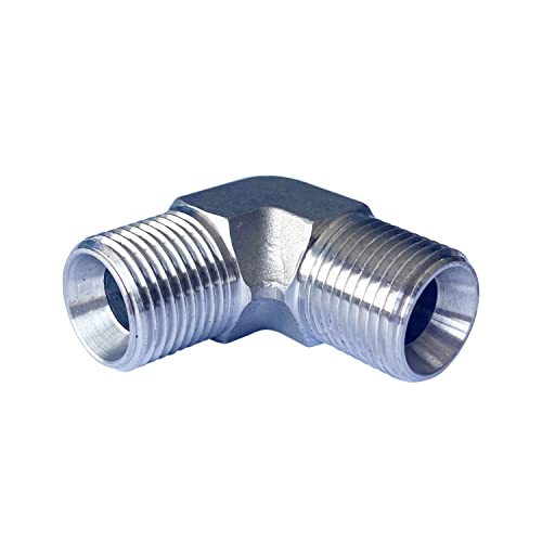 Image of HFS(R) Stainless Steel 304 90 Degree Barstock Street Elbow, 3 /8 inch NPT Male Pipe to 3 /8 inch NPT Male Pipe Fitting