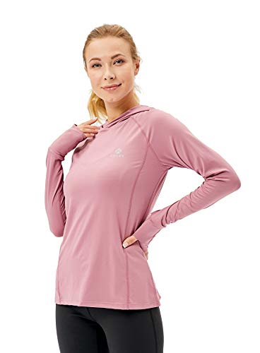 Womens Running Hoodie Pullover Workout Gym Activewear Lightweight Training Tops Long Sleeve Pinkish Purple-X-Large