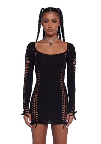 Amazon.com: Dolls Kill Alternative Spells Cut-Out Dress by Current Mood –  Stretch Cotton Mini Dress with Slashed Details, Black