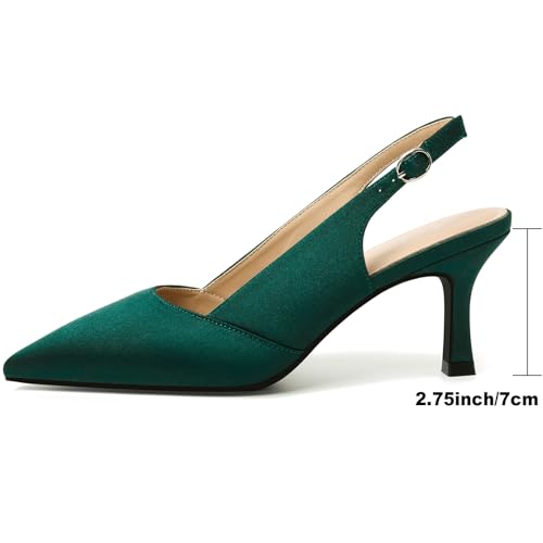 Image of Mostrin Kitten Heels for Women Slingback Pointed Closed Toe Heels Women's Pumps Shoes for Wedding, Party, Commuting