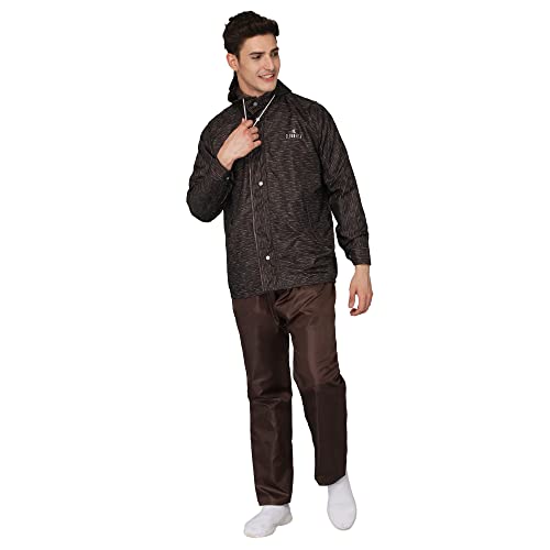 Image of THE CLOWNFISH Men's Standard Lenth Waterproof Polyester Double Coating Reversible Raincoat With Hood And Reflector Logo At Back