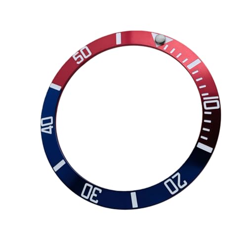 ROUREOX Inserto de Bisel Cerámico 38mm Resistente a Rayas, Anillo de Reloj Recambio Modding y Reparaciones para Rolex Submariner Series-Rojo + Azul + Blanco