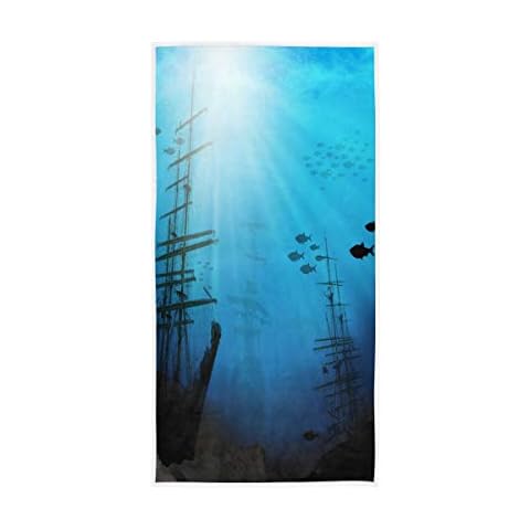 Mnsruu Ocean Sea Ship Fish Soft Bath Towel Cover